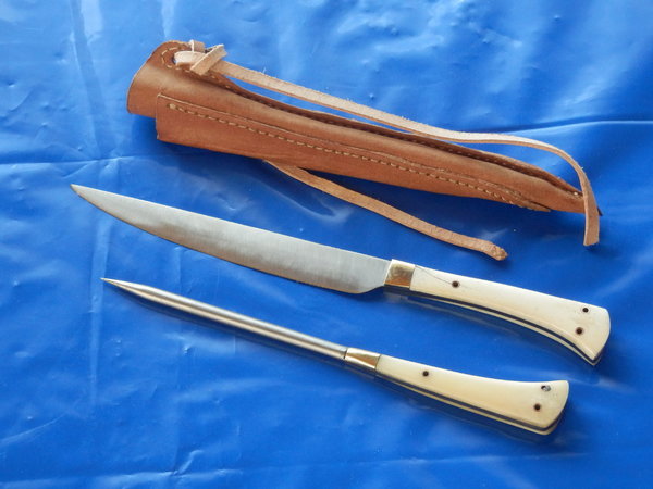 Mittelalter Messer mit Esspfriem und Lederscheide