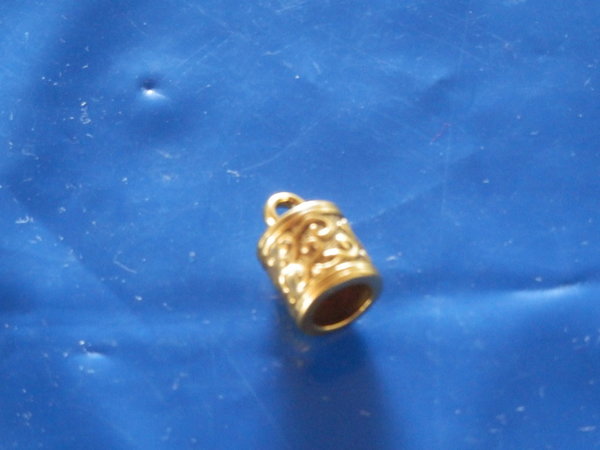 Endkappe, innen 6 mm, 12,5x8,5 mm, Öse 2 mm, goldfarben, Metall